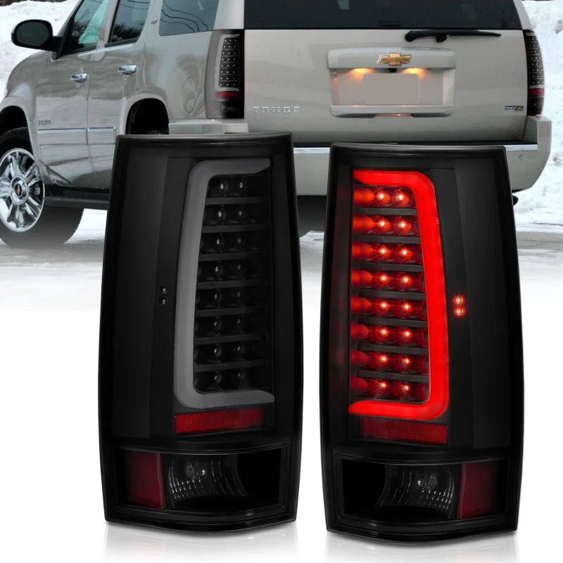 ANZO 2007-2014 Chevy Tahoe LED Taillight Plank Style Black w/Smoke Lens - Main Product View