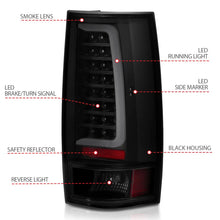 Load image into Gallery viewer, ANZO 2007-2014 Chevy Tahoe LED Taillight Plank Style Black w/Smoke Lens - Side View