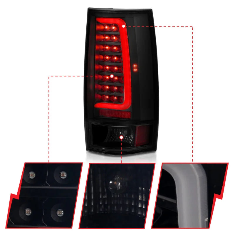 ANZO 2007-2014 Chevy Tahoe LED Taillight Plank Style Black w/Smoke Lens - Additional View 6