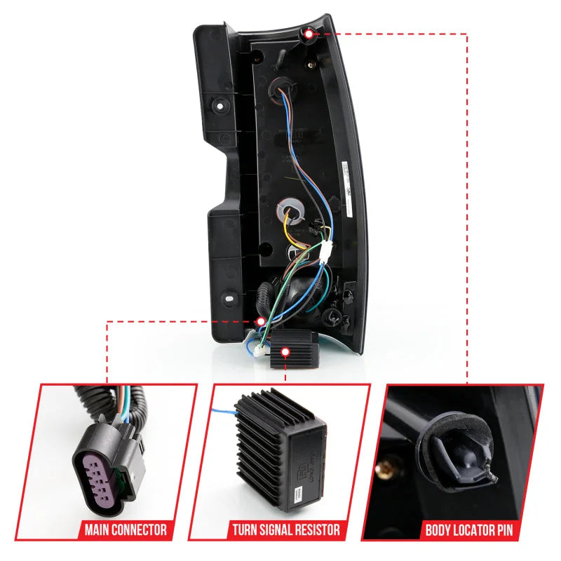 ANZO 2007-2014 Chevy Tahoe LED Taillight Plank Style Black w/Smoke Lens - Additional View 7