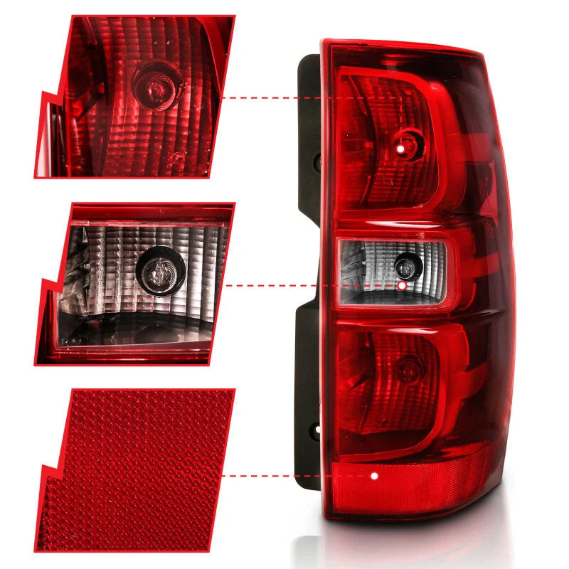 ANZO 2007-2014 Chevy Tahoe Taillight Red/Clear Lens (OE Replacement) - Back View