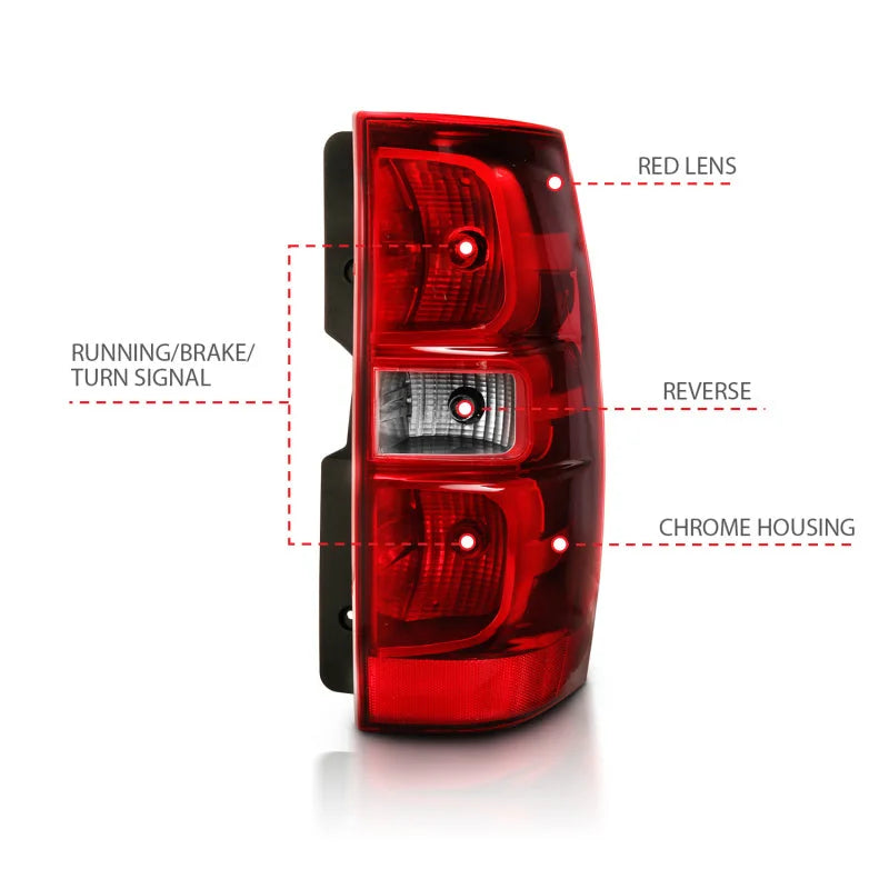 ANZO 2007-2014 Chevy Tahoe Taillight Red/Clear Lens (OE Replacement) - Additional View 5