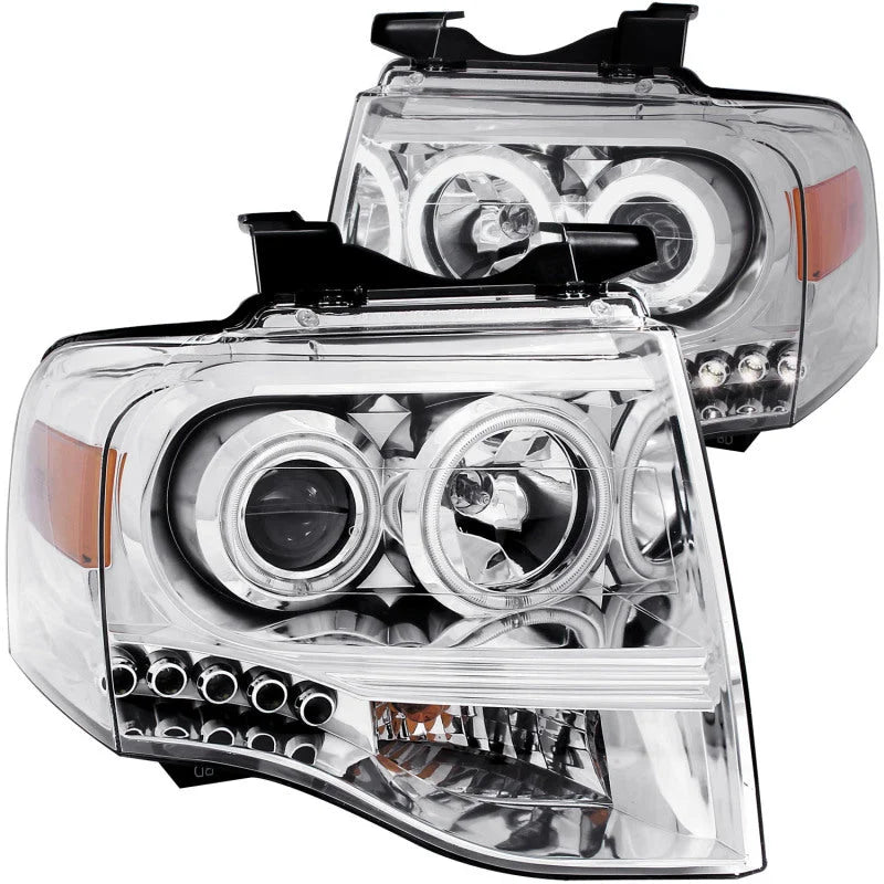 ANZO 2007-2014 Ford Expedition Projector Headlights Chrome - Back View