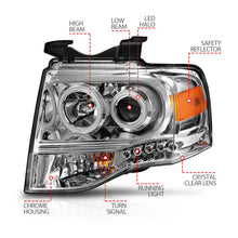 Load image into Gallery viewer, ANZO 2007-2014 Ford Expedition Projector Headlights Chrome - Additional View 7