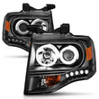 Load image into Gallery viewer, ANZO 2007-2014 Ford Expedition Projector Headlights w/ Halo Black - Side View