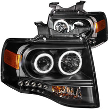 Load image into Gallery viewer, ANZO 2007-2014 Ford Expedition Projector Headlights w/ Halo Black - Back View