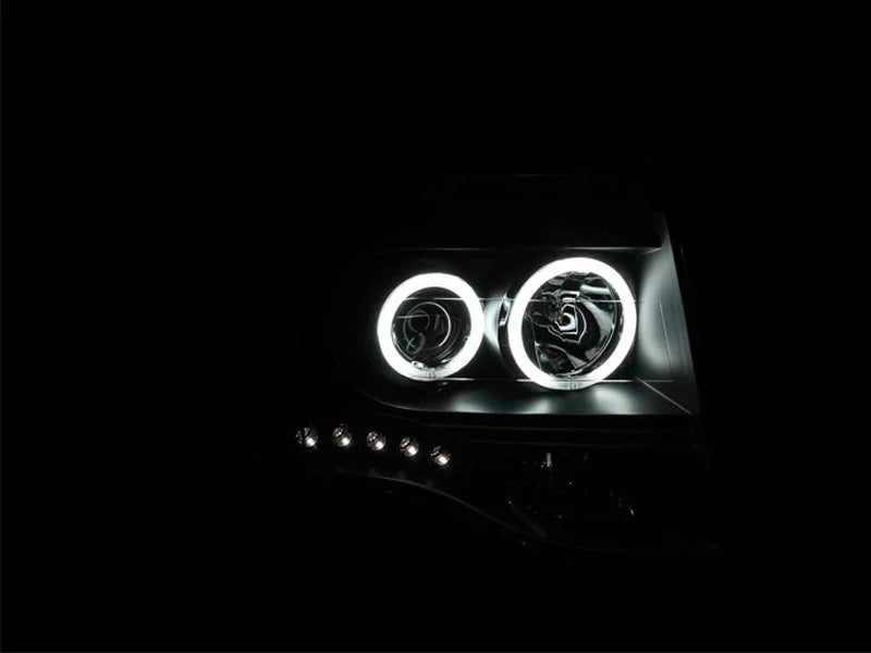 ANZO 2007-2014 Ford Expedition Projector Headlights w/ Halo Black - Installation View