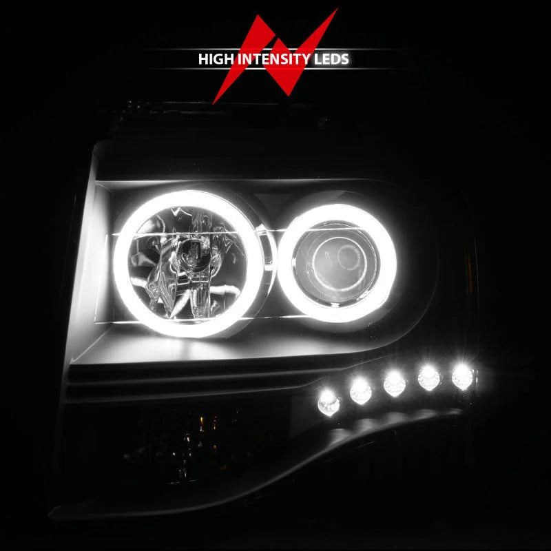ANZO 2007-2014 Ford Expedition Projector Headlights w/ Halo Black - Additional View 6