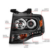 Load image into Gallery viewer, ANZO 2007-2014 Ford Expedition Projector Headlights w/ Halo Black - Additional View 7