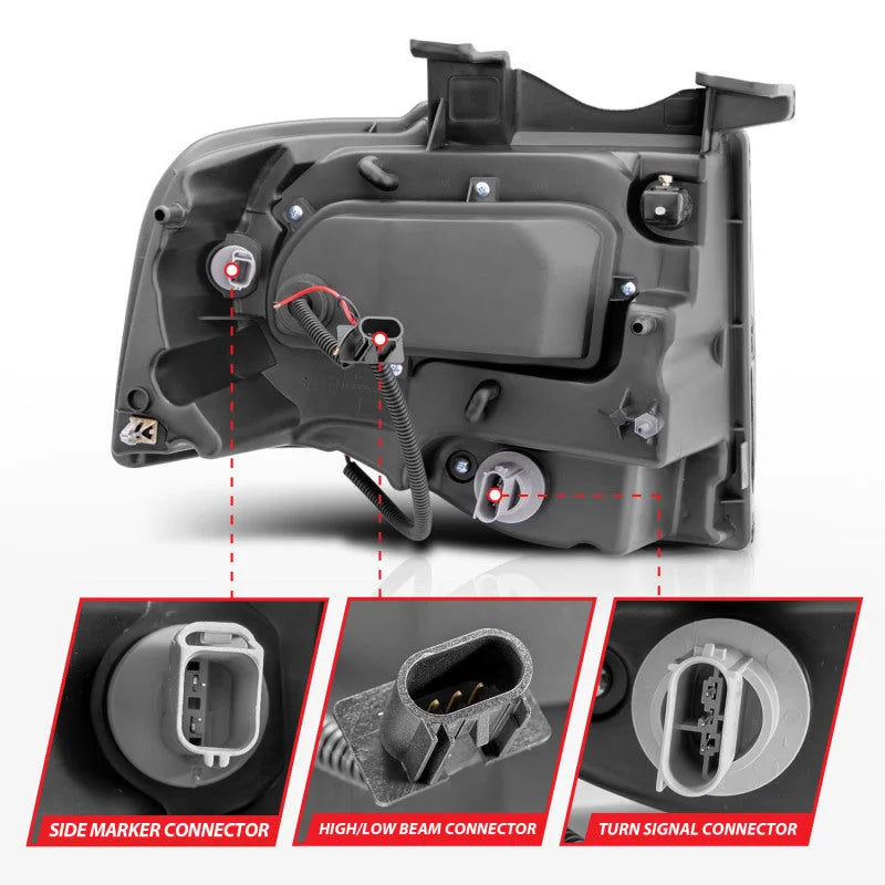 ANZO 2007-2014 Ford Expedition Projector Headlights w/ Halo Black - Additional View 8