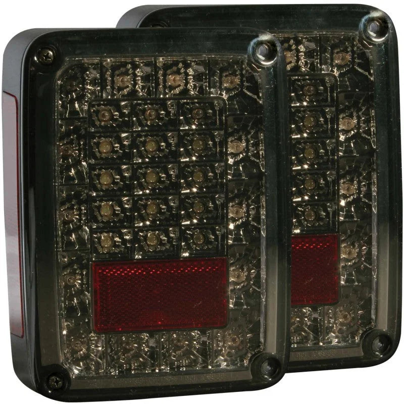 ANZO 2007-2015 Jeep Wrangler LED Taillights Smoke - Main Product View