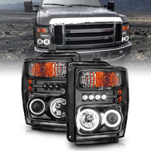 Load image into Gallery viewer, ANZO 2008-2010 Ford F-250 Projector Headlights w/ Halo Black (CCFL) - Main Product View