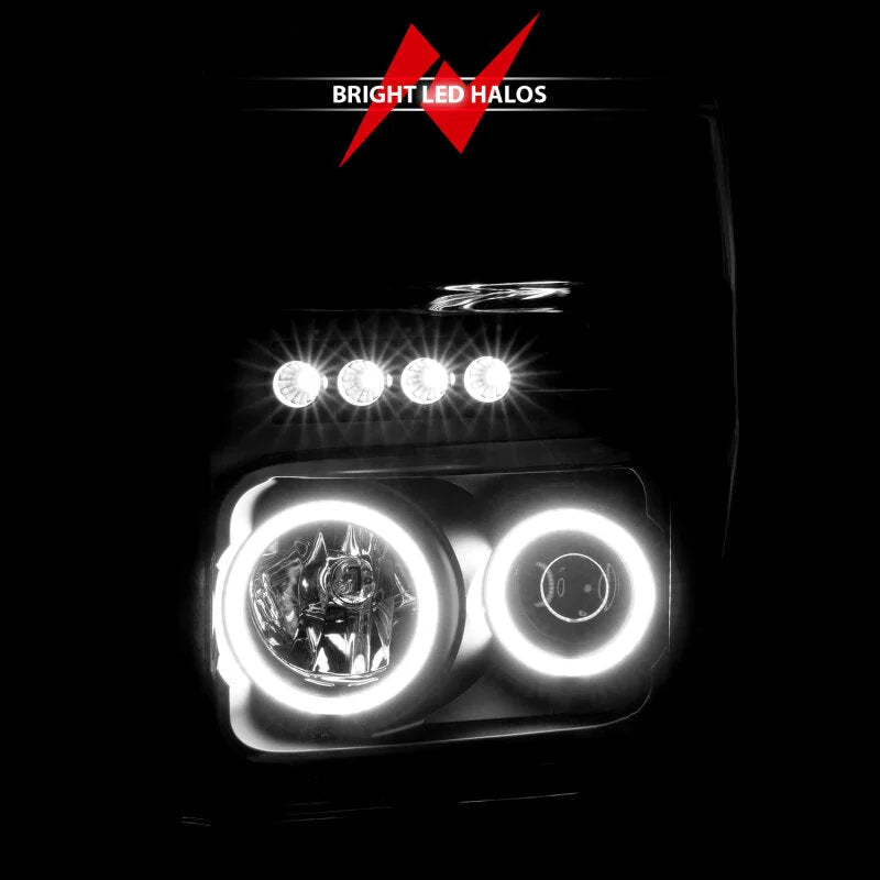 ANZO 2008-2010 Ford F-250 Projector Headlights w/ Halo Black (CCFL) - Additional View 6