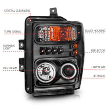 Load image into Gallery viewer, ANZO 2008-2010 Ford F-250 Projector Headlights w/ Halo Black (CCFL) - Additional View 9