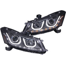 Load image into Gallery viewer, ANZO 2008-2012 Honda Accord Projector Headlights w/ U-Bar Black - Main Product View