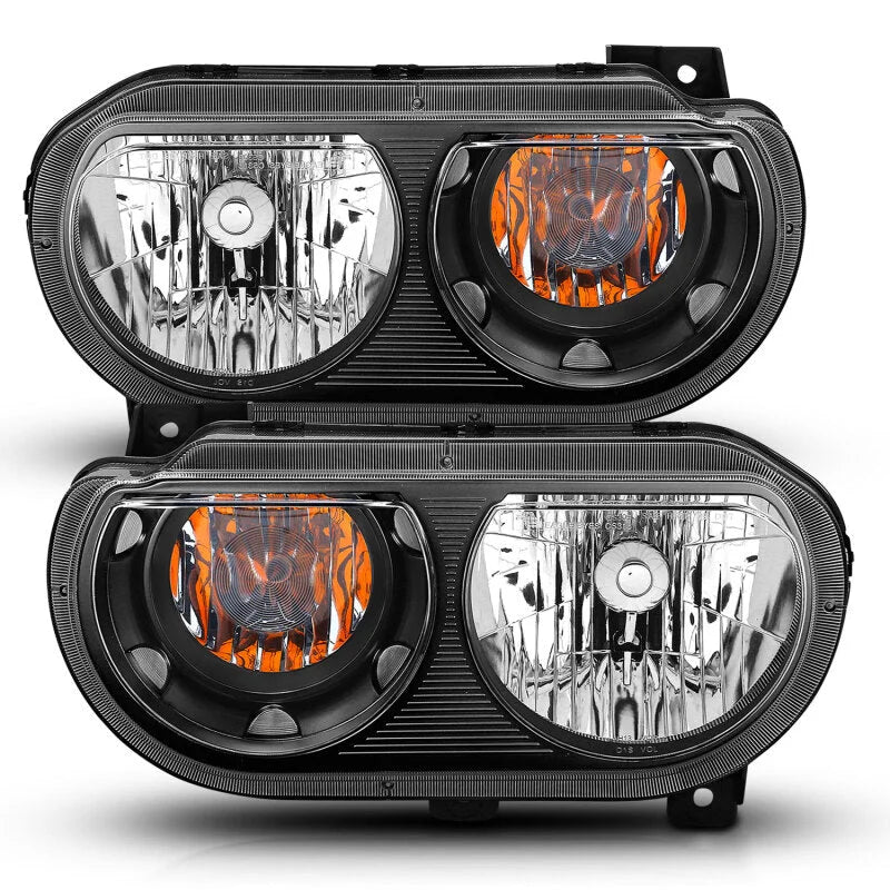 ANZO 2008-2014 Dodge Challenger Crystal Headlights Black - Main Product View