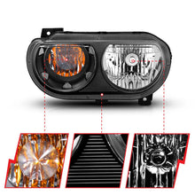 Load image into Gallery viewer, ANZO 2008-2014 Dodge Challenger Crystal Headlights Black - Side View