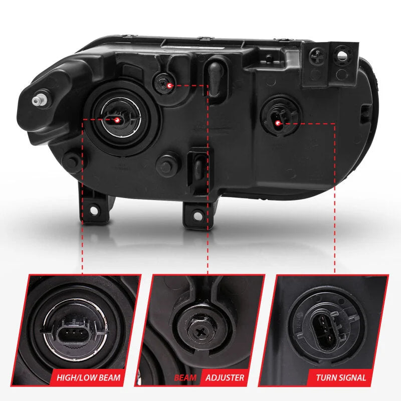ANZO 2008-2014 Dodge Challenger Crystal Headlights Black - Additional View 5