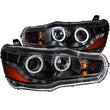 Load image into Gallery viewer, ANZO 2008-2015 Mitsubishi Lancer Projector Headlights w/ Halo Black (CCFL) - Side View