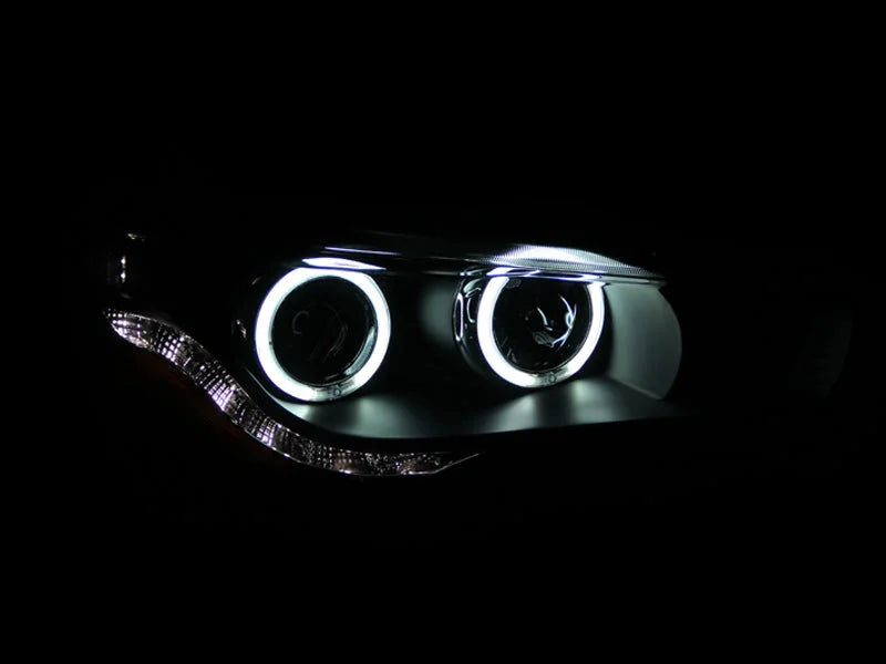ANZO 2008-2015 Mitsubishi Lancer Projector Headlights w/ Halo Black (CCFL) - Back View