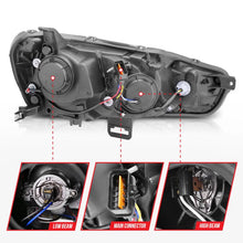 Load image into Gallery viewer, ANZO 2008-2015 Mitsubishi Lancer Projector Headlights w/ Halo Black (CCFL) - Additional View 5