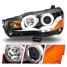 Load image into Gallery viewer, ANZO 2008-2015 Mitsubishi Lancer Projector Headlights w/ Halo Black (CCFL) - Additional View 10