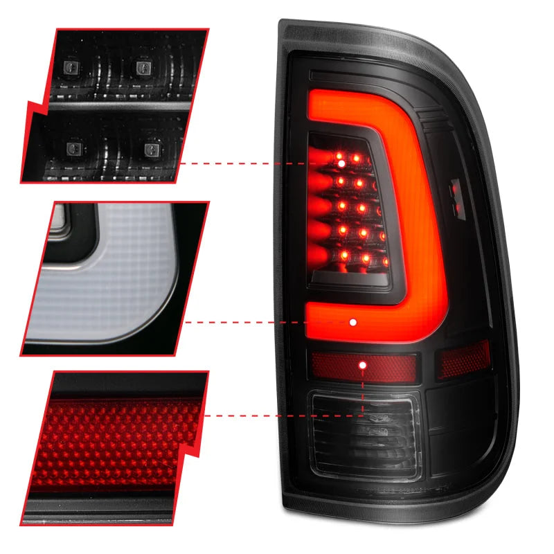ANZO 2008-2016 Ford  F-250  LED Tail w/ Lights Bar Black Housing Smoke Lens - Additional View 5