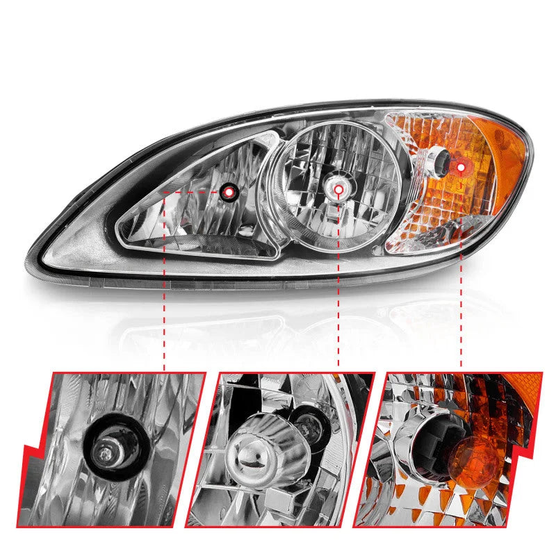 ANZO 2008-2016 International Prostar Crystal Headlights Chrome Housing - Back View