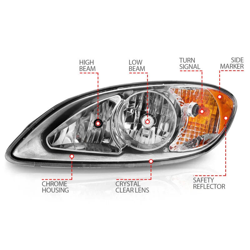ANZO 2008-2016 International Prostar Crystal Headlights Chrome Housing - Additional View 6