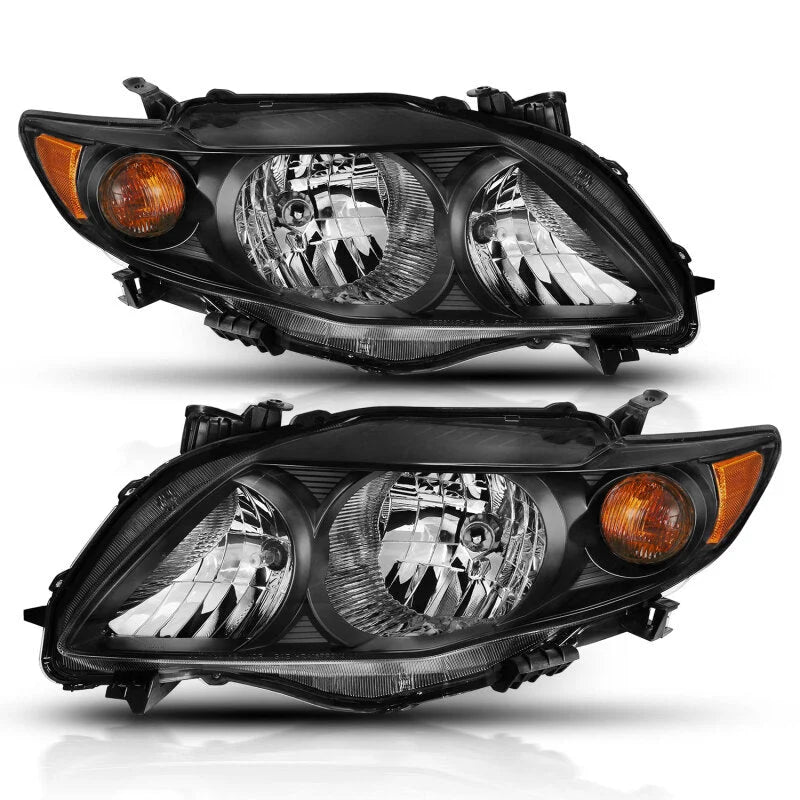 ANZO 2009-2010 Toyota Corolla Crystal Headlight Black Amber - Main Product View