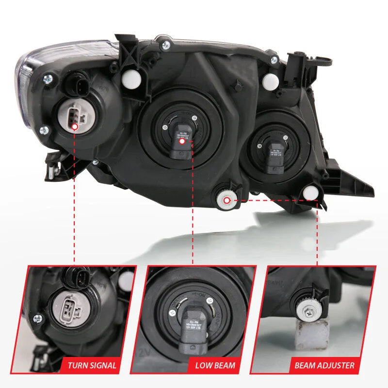 ANZO 2009-2010 Toyota Corolla Crystal Headlight Black Amber - Installation View