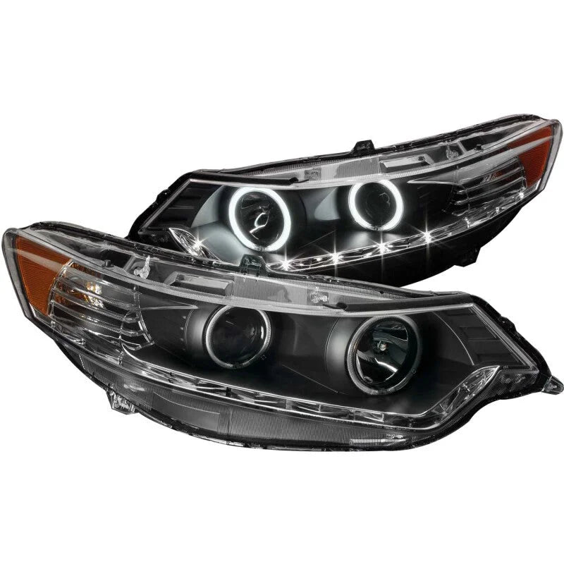 ANZO 2009-2012 Acura Tsx Projector Headlights w/ Halo Black (CCFL) (HID Compatible) - Side View