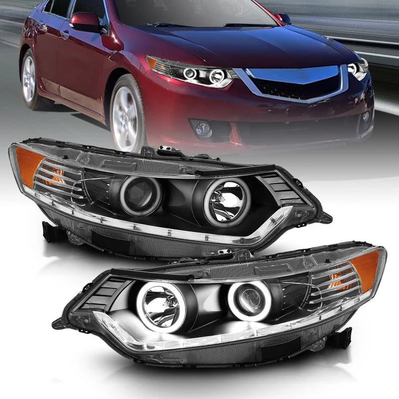 ANZO 2009-2012 Acura Tsx Projector Headlights w/ Halo Black (CCFL) (HID Compatible) - Additional View 6