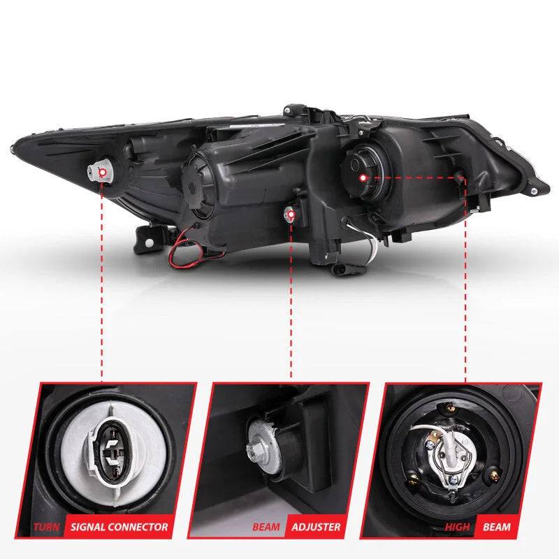 ANZO 2009-2012 Acura Tsx Projector Headlights w/ Halo Black (CCFL) (HID Compatible) - Additional View 7
