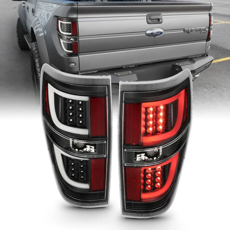 ANZO 2009-2013 Ford F-150 LED Taillights Black - Side View
