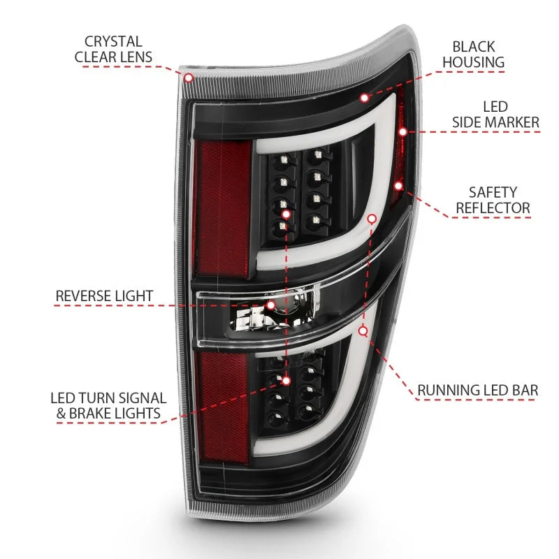 ANZO 2009-2013 Ford F-150 LED Taillights Black - Additional View 9