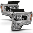 Load image into Gallery viewer, ANZO 2009-2014 Ford F-150 Projector Headlight Plank Style Chrome Amber - Main Product View