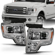 Load image into Gallery viewer, ANZO 2009-2014 Ford F-150 Projector Headlight Plank Style Chrome Amber - Back View