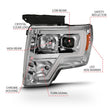 Load image into Gallery viewer, ANZO 2009-2014 Ford F-150 Projector Headlight Plank Style Chrome Amber - Additional View 5