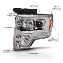 Load image into Gallery viewer, ANZO 2009-2014 Ford F-150 Projector Headlight Plank Style Chrome Amber - Additional View 5
