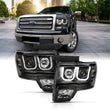 Load image into Gallery viewer, ANZO 2009-2014 Ford F-150 Projector Headlights w/ U-Bar Switchback Black w/ Amber - Main Product View