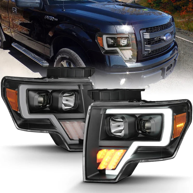 ANZO 2009-2014 Ford F-150 Projector Light Bar G4 H.L. Black Amber - Main Product View
