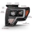 Load image into Gallery viewer, ANZO 2009-2014 Ford F-150 Projector Light Bar G4 H.L. Black Amber - Back View