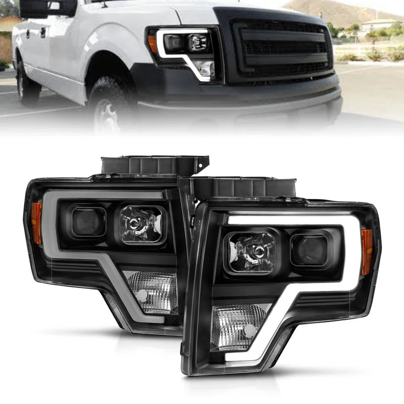 ANZO 2009-2014 Ford F-150 Projector Light Bar H.L Black Amber - Side View