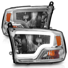 Load image into Gallery viewer, ANZO 2009-2018 Dodge Ram 1500/ 2500/ 3500 Crystal Headlights w/ Light Bar Chrome Housing - Side View