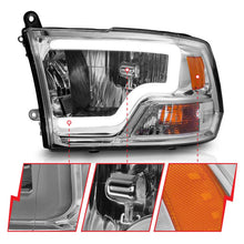 Load image into Gallery viewer, ANZO 2009-2018 Dodge Ram 1500/ 2500/ 3500 Crystal Headlights w/ Light Bar Chrome Housing - Installation View