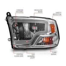 Load image into Gallery viewer, ANZO 2009-2018 Dodge Ram 1500/ 2500/ 3500 Crystal Headlights w/ Light Bar Chrome Housing - Additional View 5