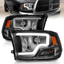 Load image into Gallery viewer, ANZO 2009-2018 Dodge Ram 1500 Crystal Headlights w/ Light Bar Black Housing - Main Product View