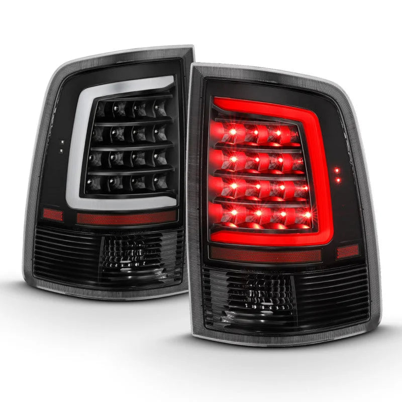 ANZO 2009-2018 Dodge Ram 1500 LED Taillight Plank Style Black w/Clear Lens - Back View