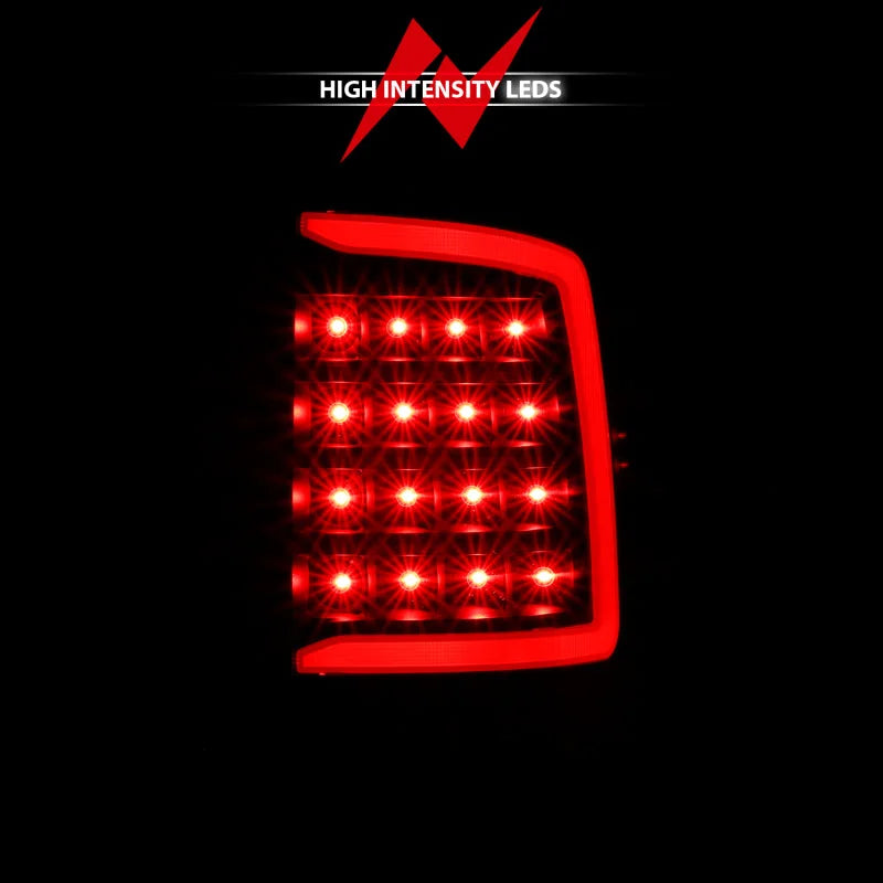 ANZO 2009-2018 Dodge Ram 1500 LED Taillight Plank Style Black w/Smoke Lens - Back View